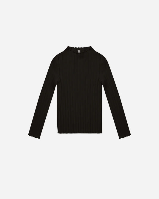 Ribbed Long Sleeve Tee | Black