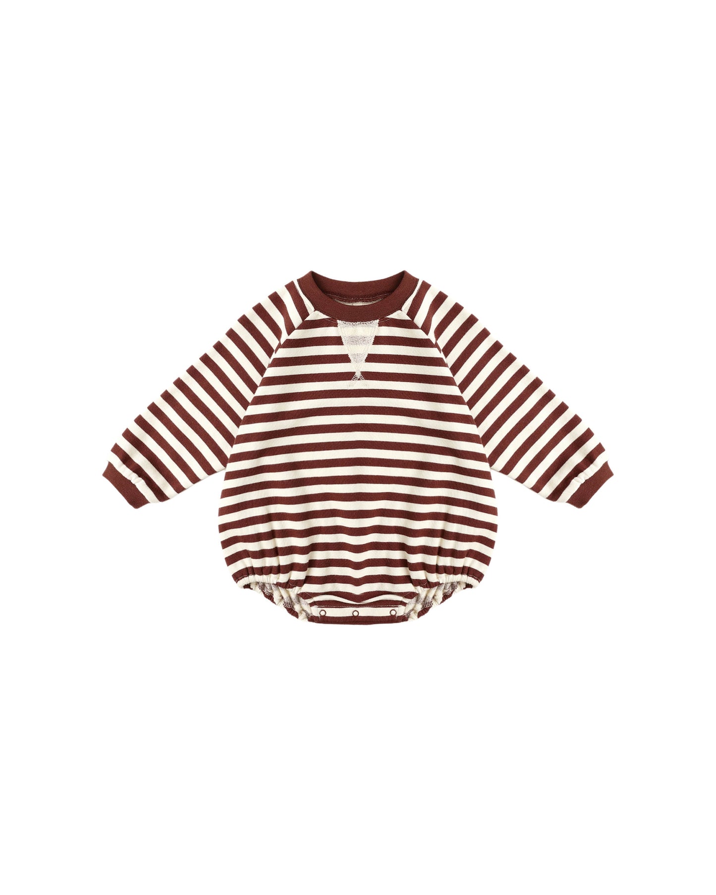 Crewneck Romper || Burgundy Stripe