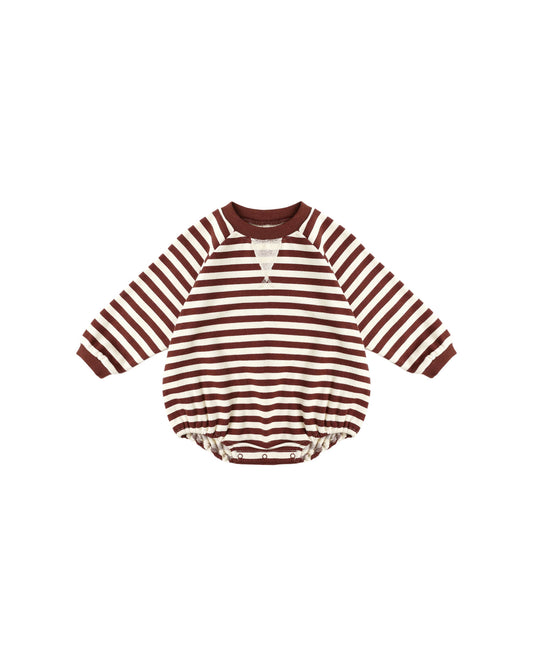 Crewneck Romper || Burgundy Stripe