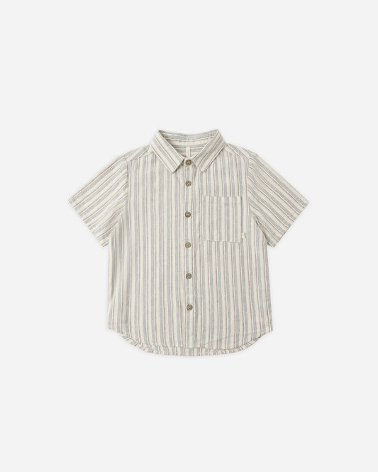 Collared Short Sleeve Shirt || Nautical Stripe