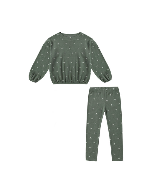 Spongey Knit Set || Evergreen Ditsy