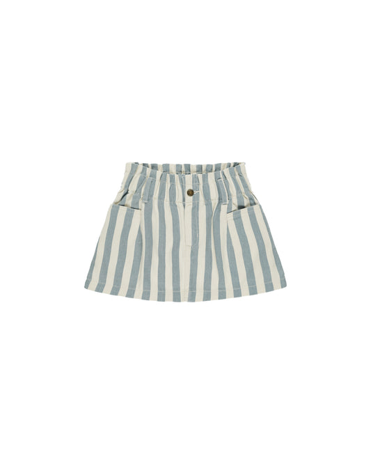Denim Mini Skirt || Ocean Stripe