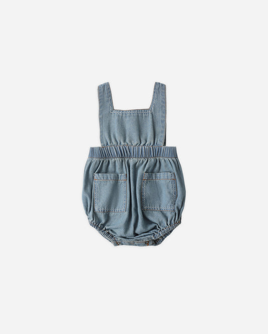 Denim Romper || Washed Blue