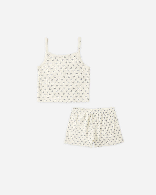 Pointelle Lounge Set || Natural Blue Ditsy