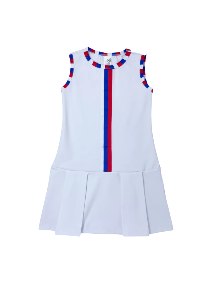 Renea Dress | Red + White + Royal