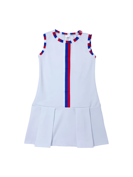 Renea Dress | Red + White + Royal