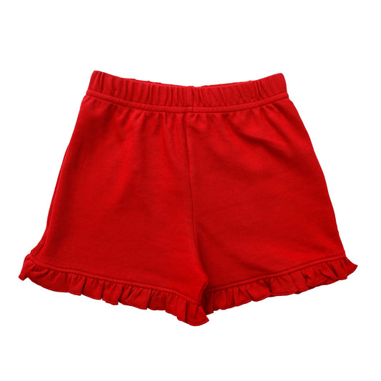 Deep Red Ruffle Shorts