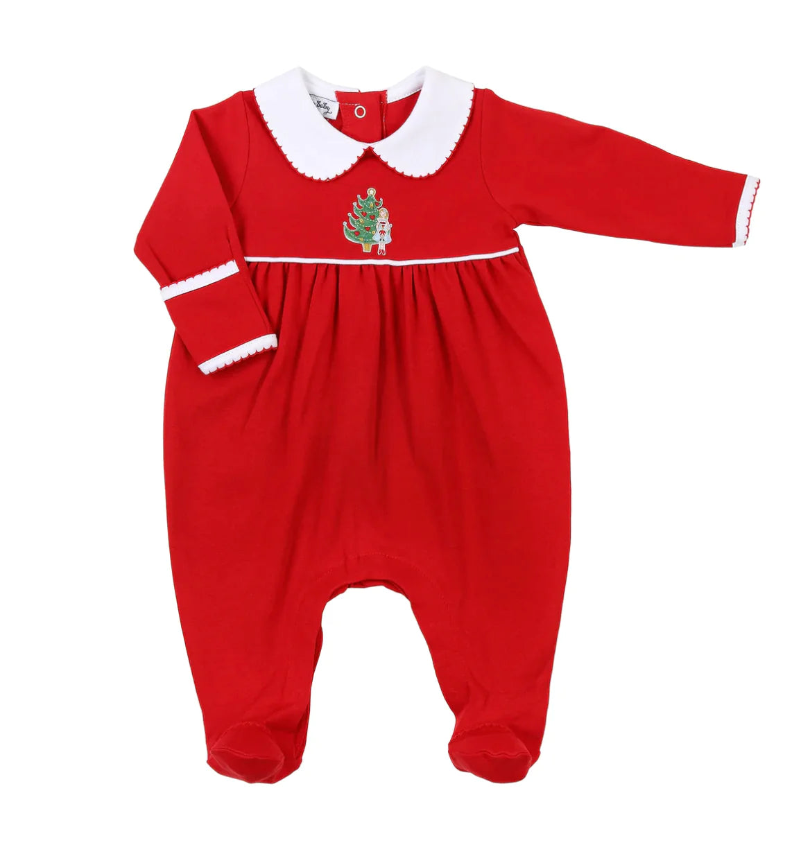 Nutcracker Holidays Embroidered Collared Girl Footie