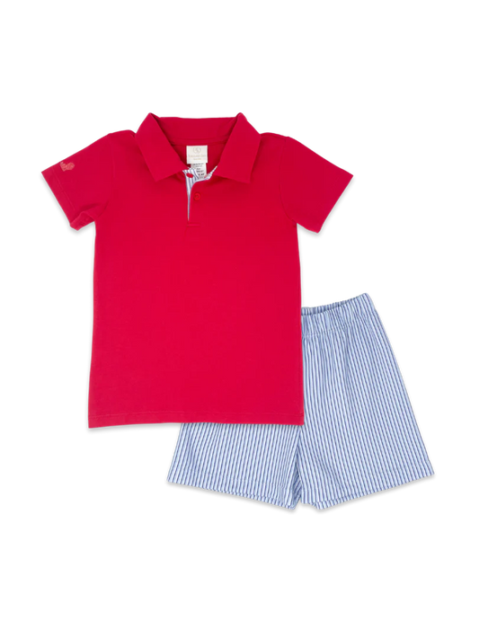 Parker Short Set | Red/Pinstripe