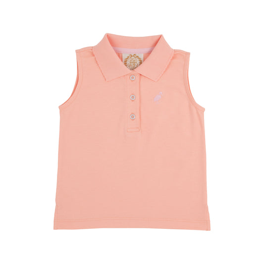 Sleeveless Anna Price Polo | Pompano Peach with Palm Beach Pink Stork