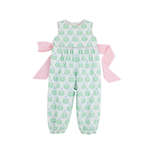 Sleeveless Rebecca Romper | Hanover Hand Block with Palm Beach Pink & Buckhead Blue