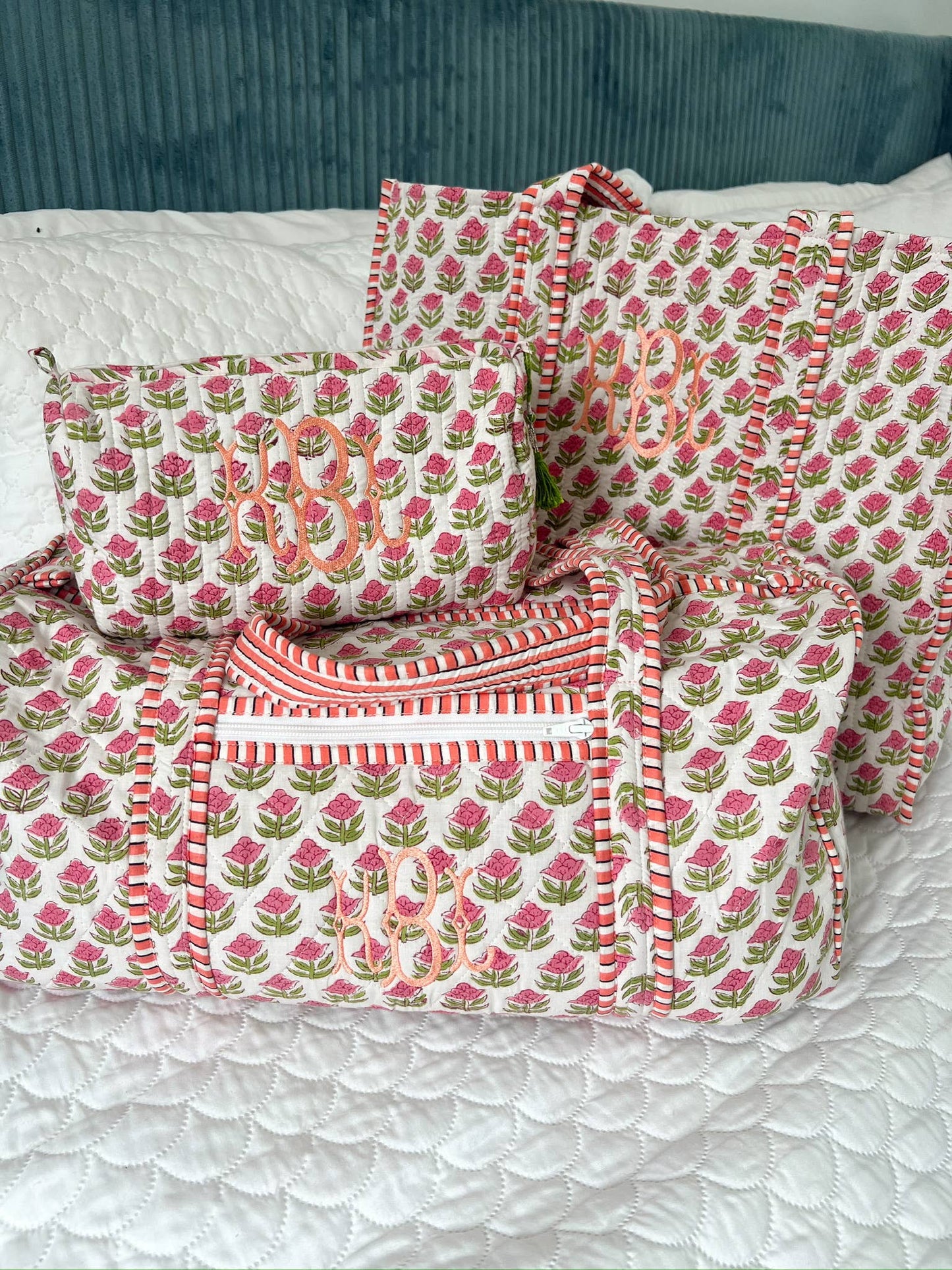 Quilted Block - Print Duffel Bag: Vibrant Orchid