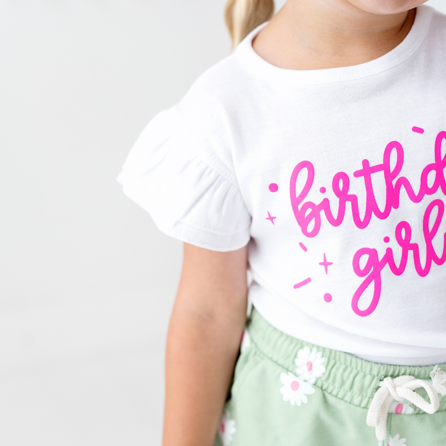 Birthday Girl Ruffled Top | White