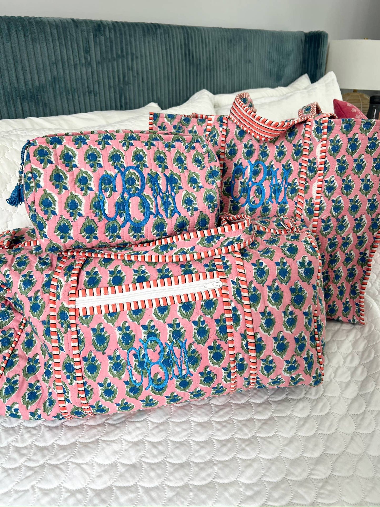 Quilted Block - Print Duffel Bag: Vibrant Orchid