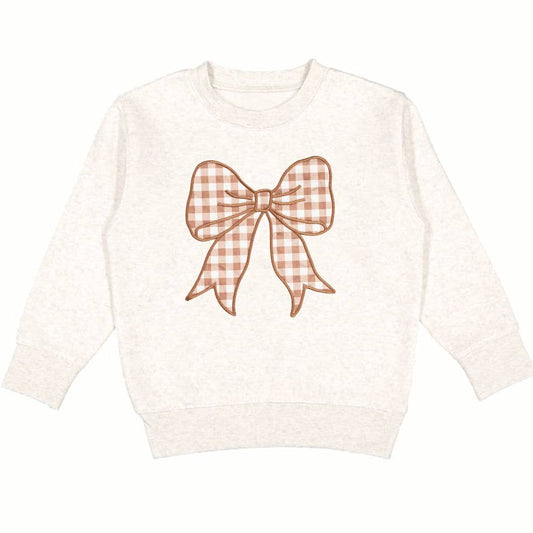 Gingham Bow Patch Sweatshirt | Natural