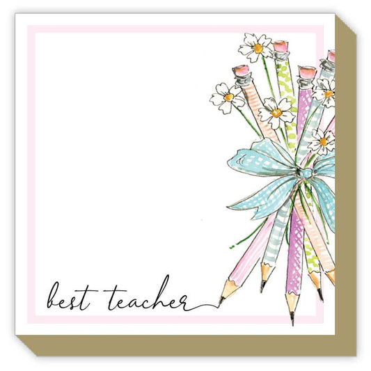 Best Teacher Pencil Bouquet with Flowers Luxe Notepad