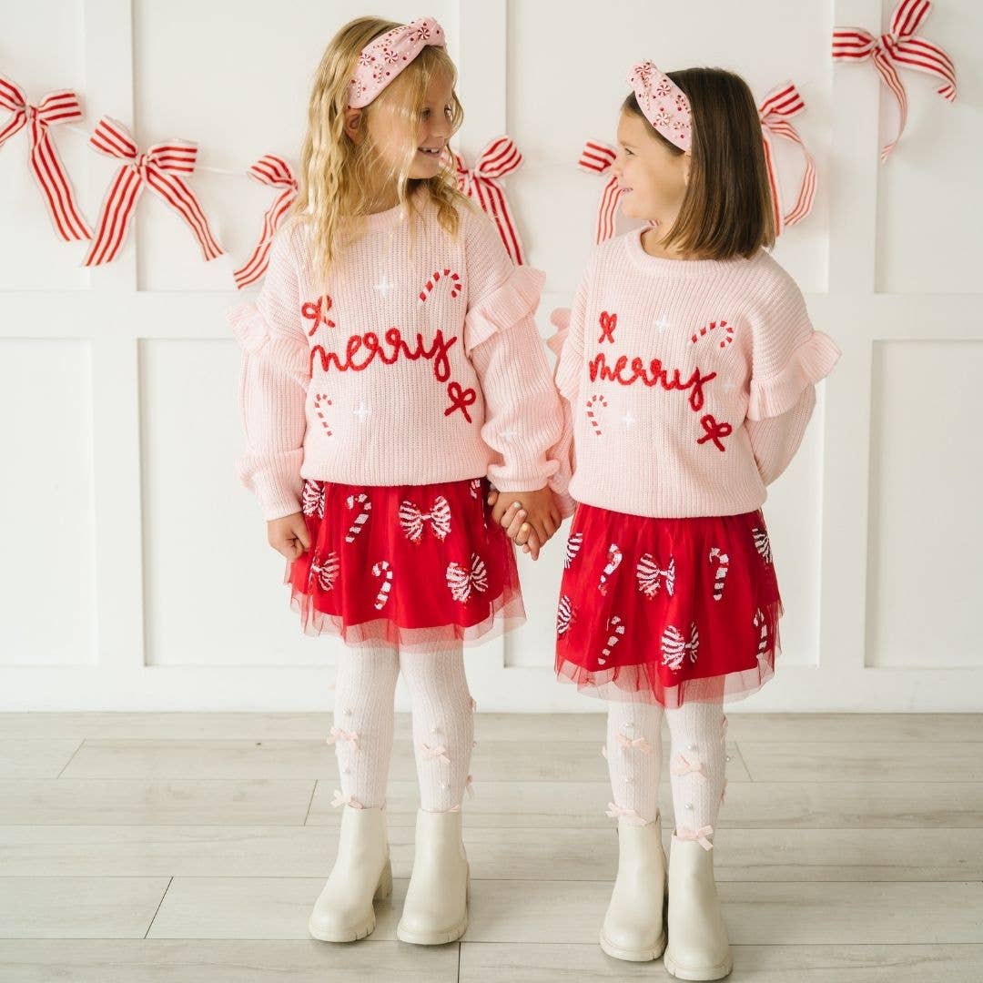 Girls Coquette Merry Christmas Knit Sweater