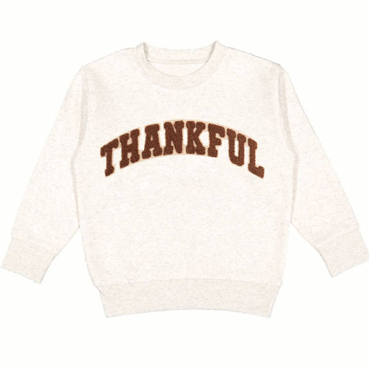 Thankful Patch Varsity Thanksgiving Sweatshirt