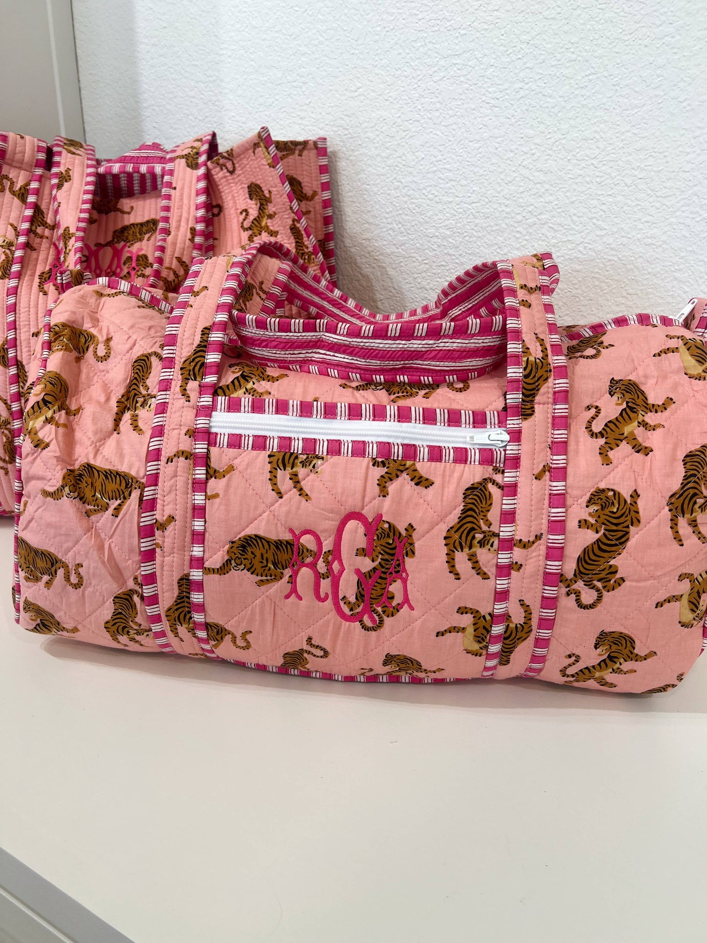 Quilted Block - Print Duffel Bag: Vibrant Orchid