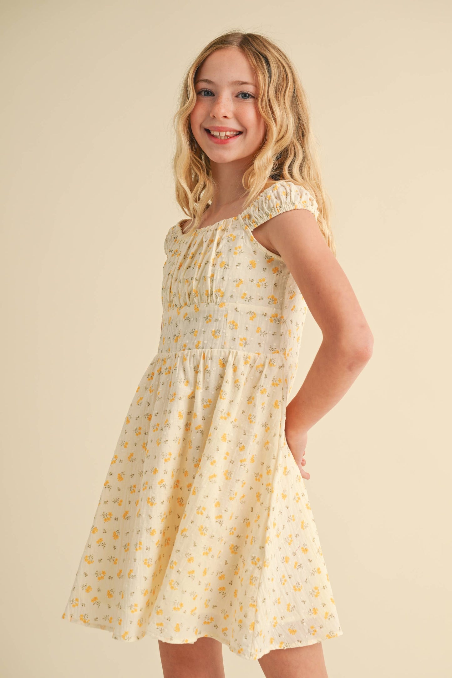 Tween Girls Kids Corset Ruched Shoulder Mini Dress