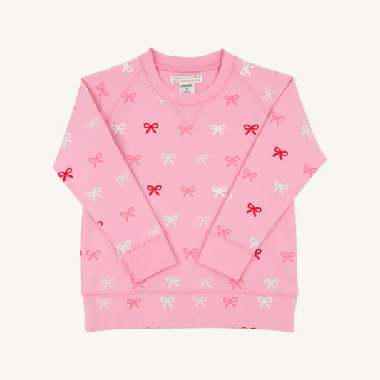 Cassidy Comfy Crewneck | Bitty Bows with Hamptons Hot Pink