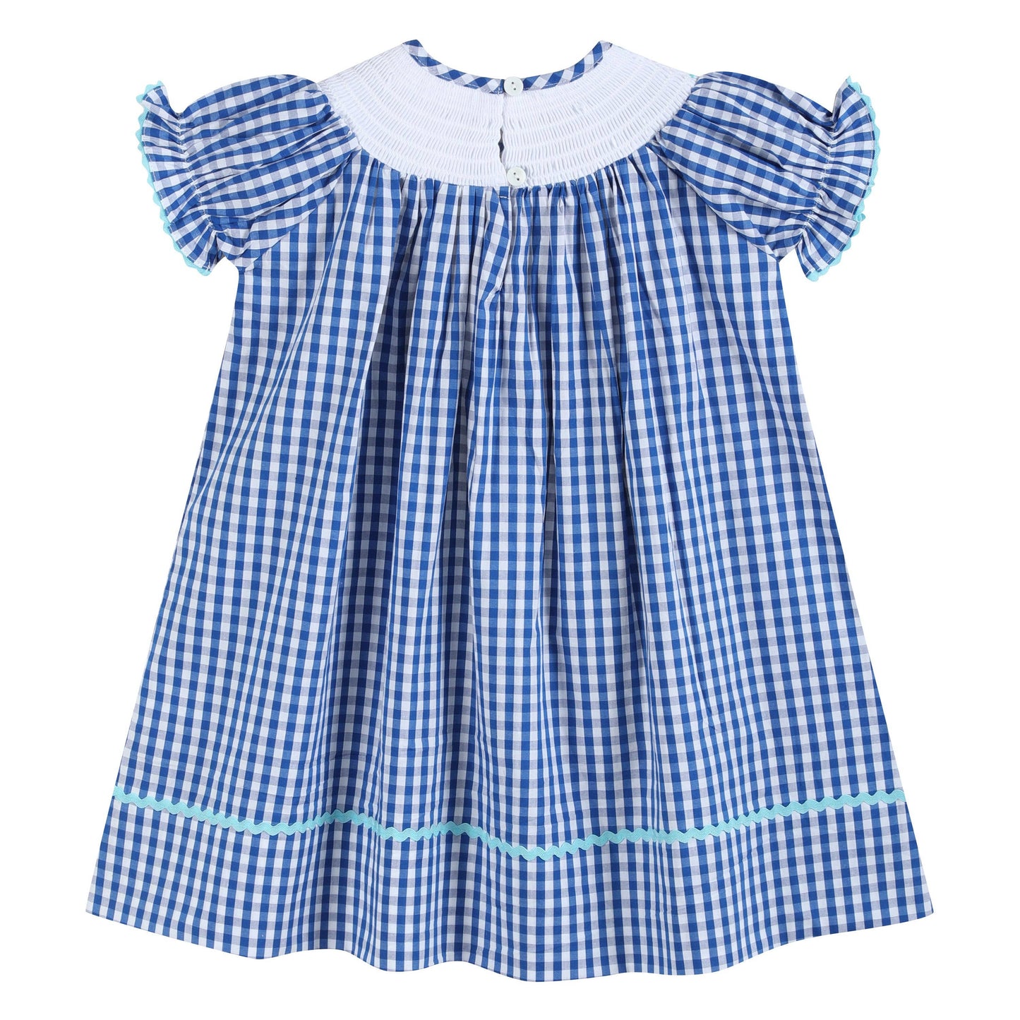 Royal Blue Gingham School Smocked Bishop Dress
