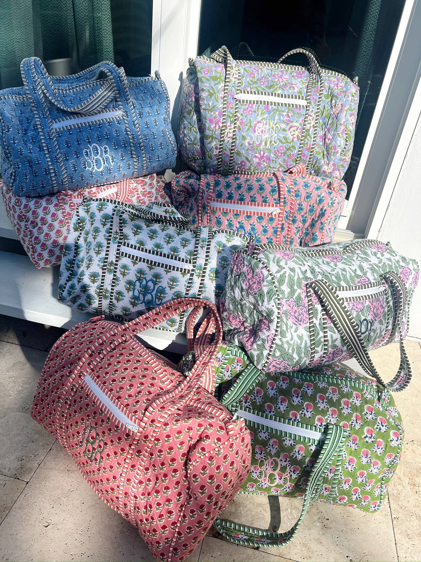 Quilted Block - Print Duffel Bag: Vibrant Orchid
