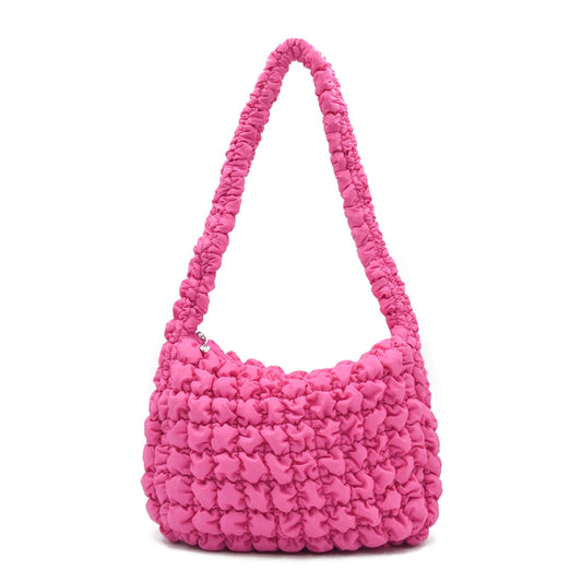 Quilted Scrunchies Sling Bag: Hot Pink