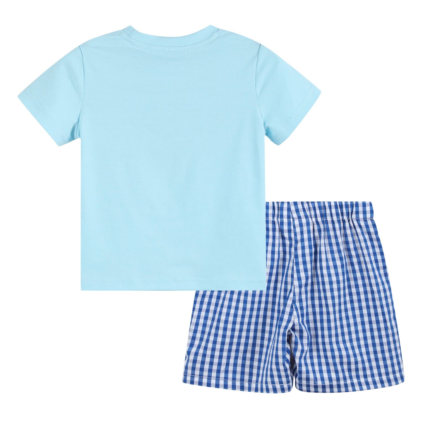 Light Blue Smocked School Shirt and Short Set