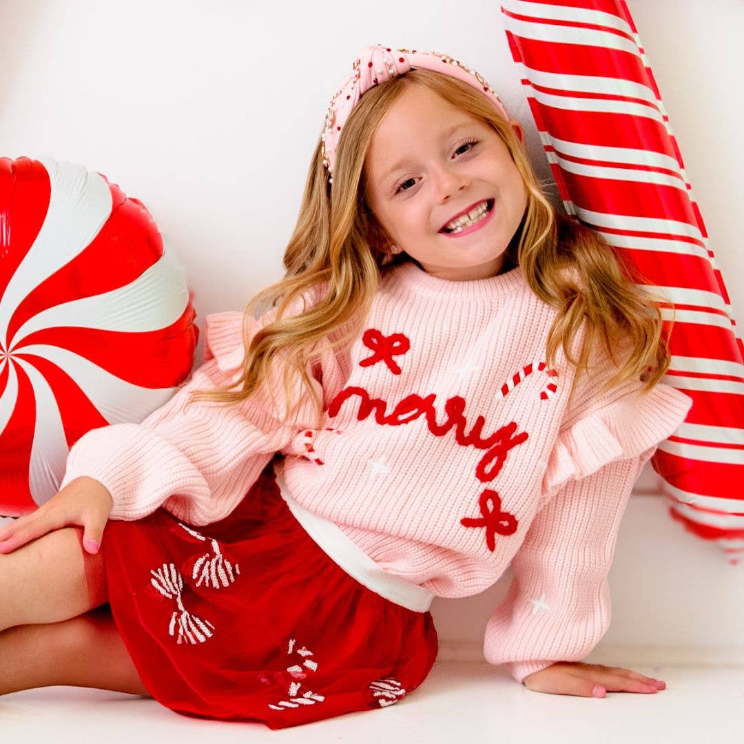 Girls Coquette Merry Christmas Knit Sweater