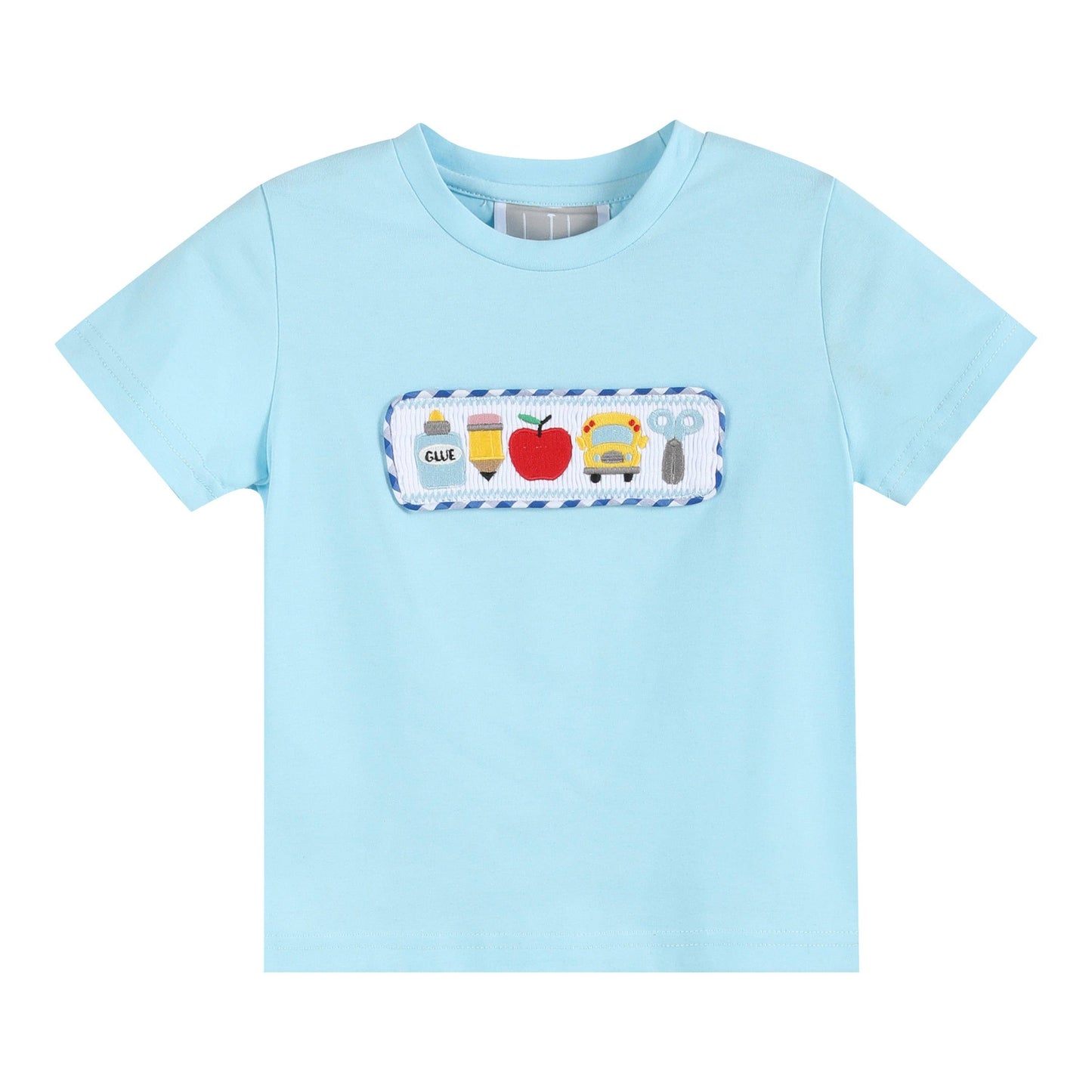 Light Blue Smocked School Shirt and Short Set