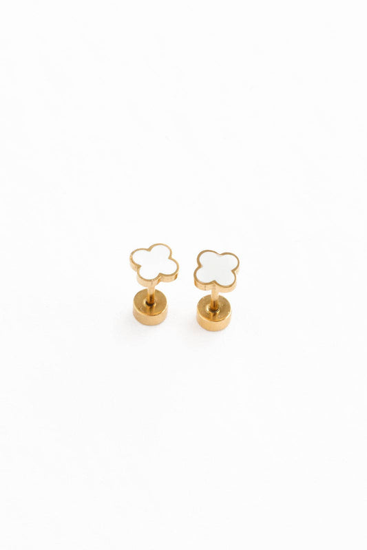 Quatrefoil Stud Earrings - Hypoallergenic, Flat Back