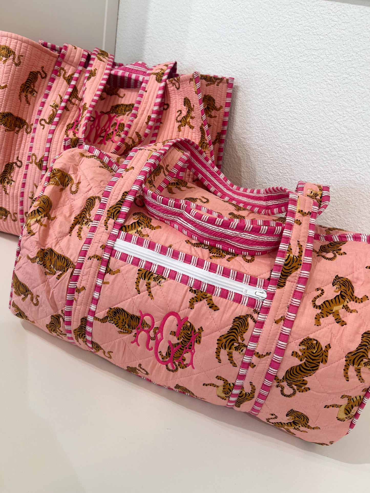 Quilted Block - Print Duffel Bag: Vibrant Orchid