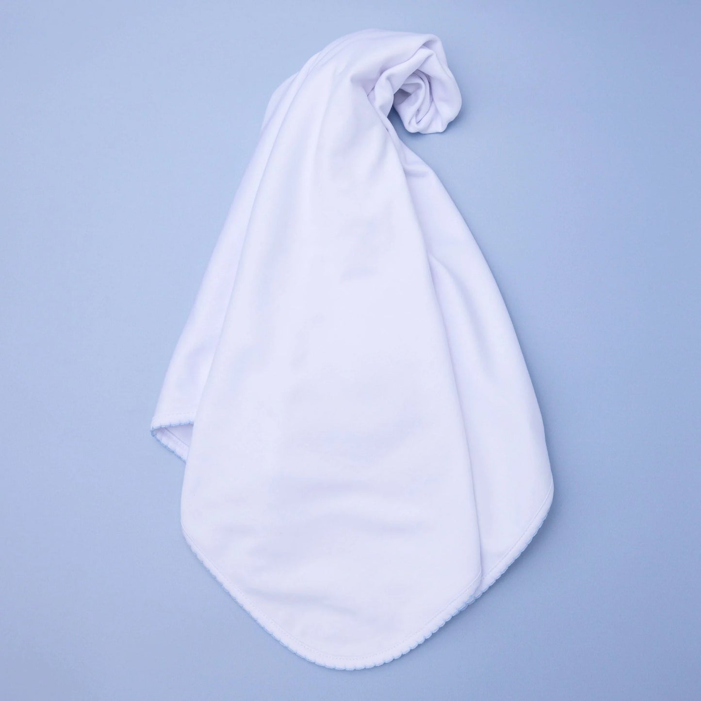 Solid Essentials White Blue Receiving Blanket