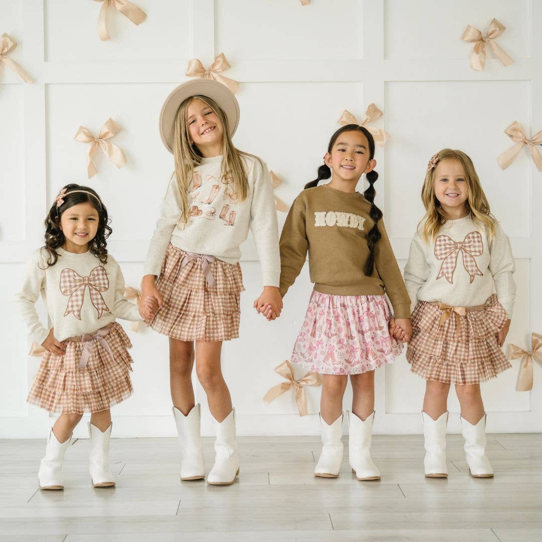 Gingham Bow Patch Sweatshirt | Natural