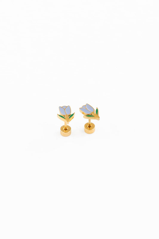 Tulip Stud Earrings - Hypoallergenic, Flat Back