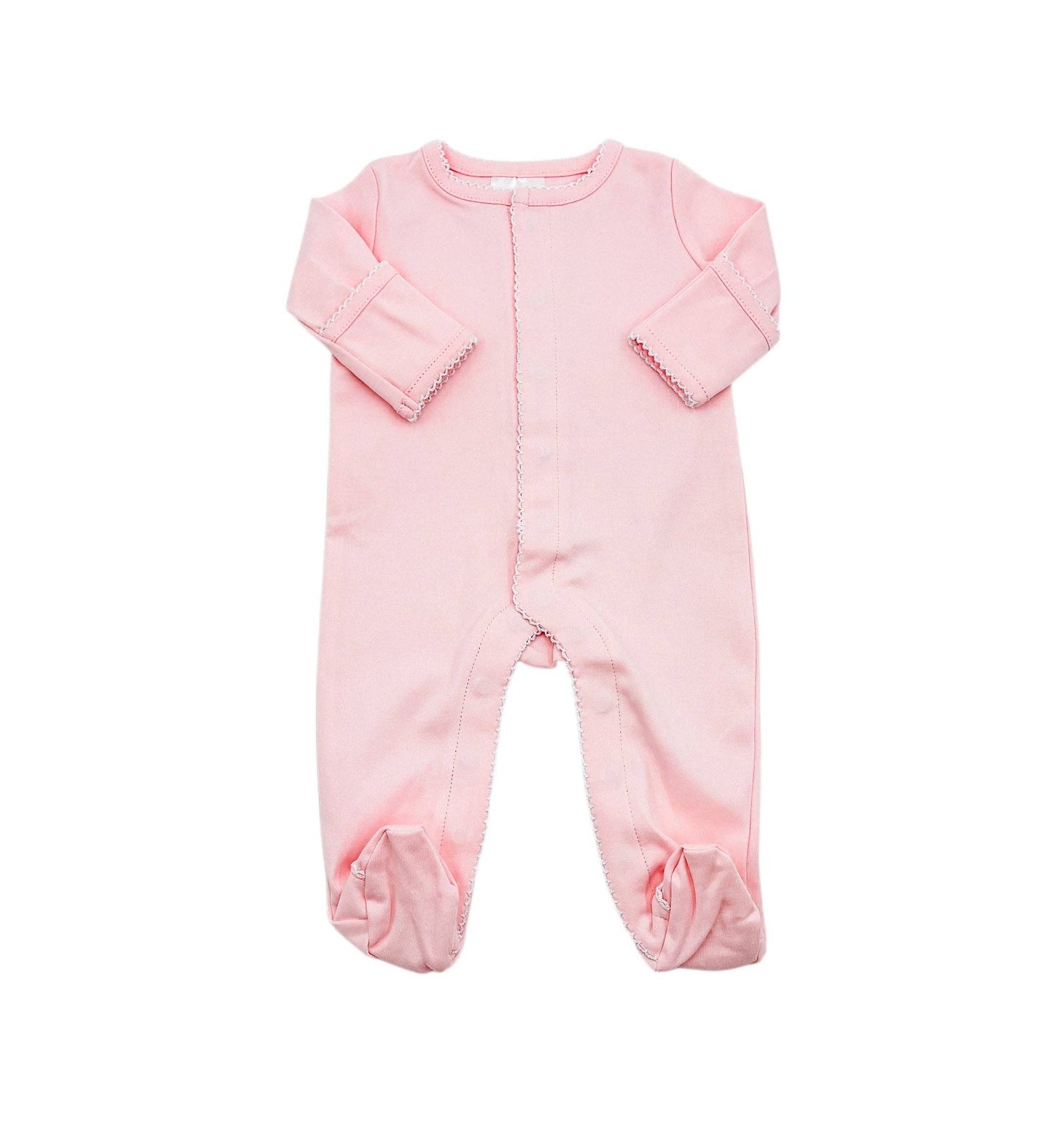 Pink Footie with White Picot Trim