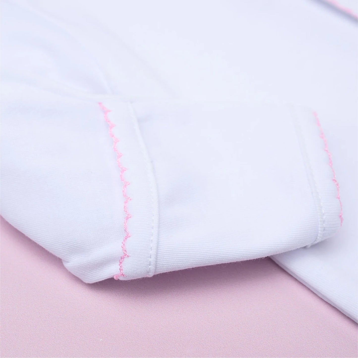 Little Sister Embroidered Footie | Light Pink