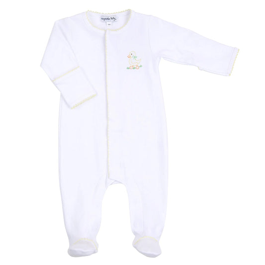 Little Quacker Embroidered Footie | Yellow