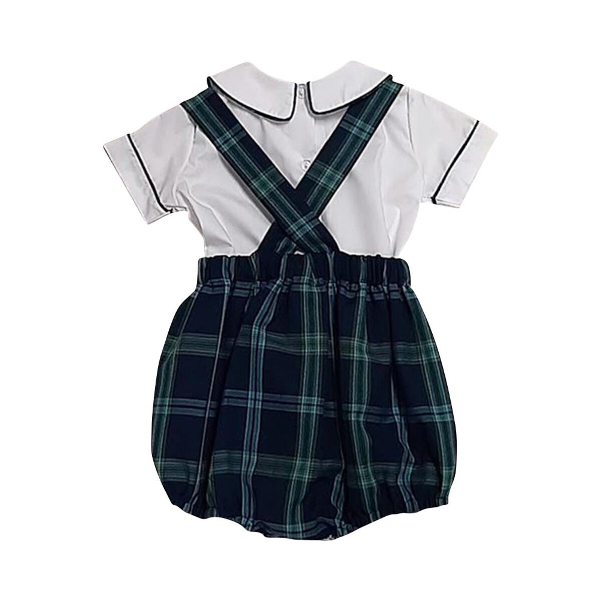 Baby Boys Blue / Green Blackwatch Plaid Bubble Set