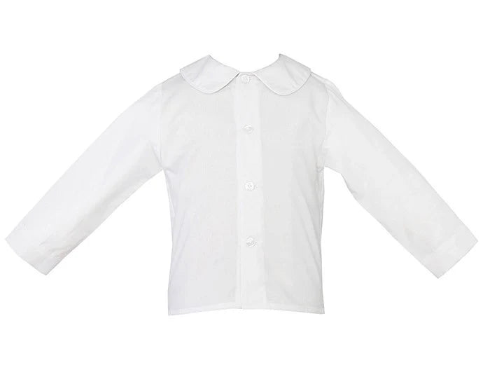 Boys White Peter Pan Collar Shirt - Button Front - Long Sleeves