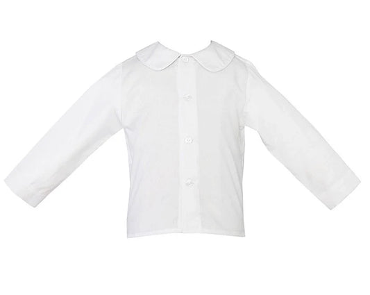 Boys White Peter Pan Collar Shirt - Button Front - Long Sleeves