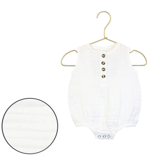Cloud Muslin Bubble Romper | White