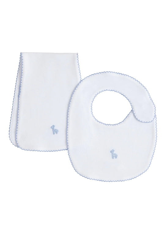Pinpoint Bib N' Burp Set | Blue Giraffe