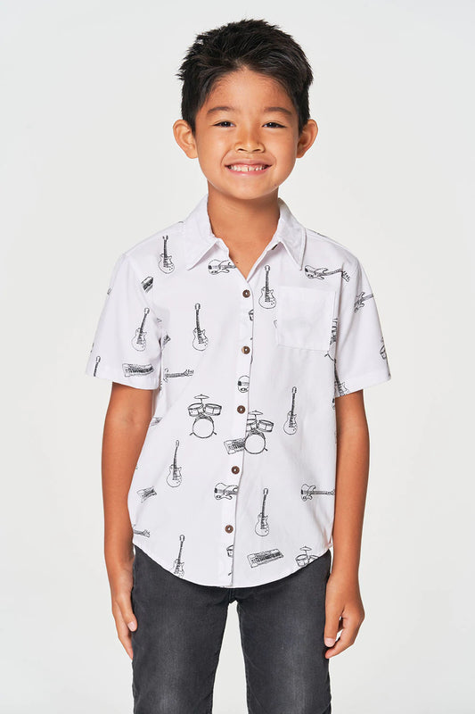Boys Coastal Cloth Short Sleeve Button Up Shirt Jam Session