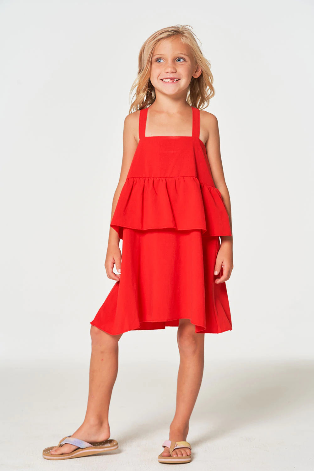 Girls Coastal Cloth Flouncy Sundress Fruit Punch