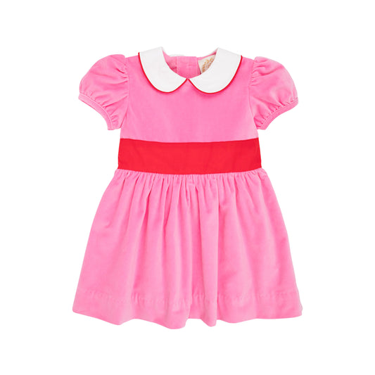 Cindy Lou Sash Dress Velveteen Pink/Red