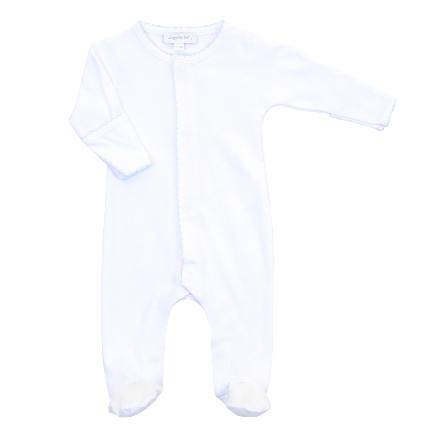 Magnolia Baby Essentials Footie White with Silver Trim