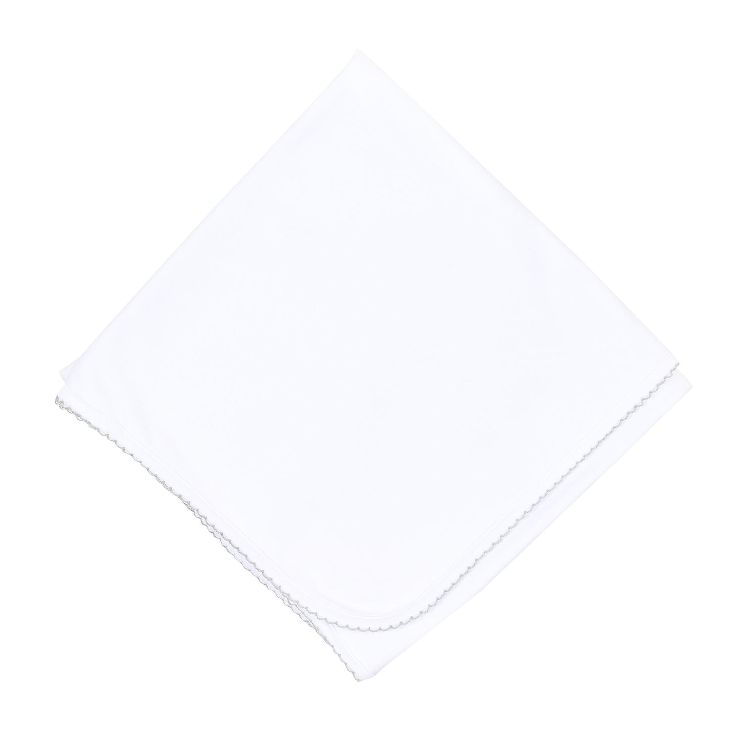 Magnolia Baby Essentials Blanket White with Silver Trim