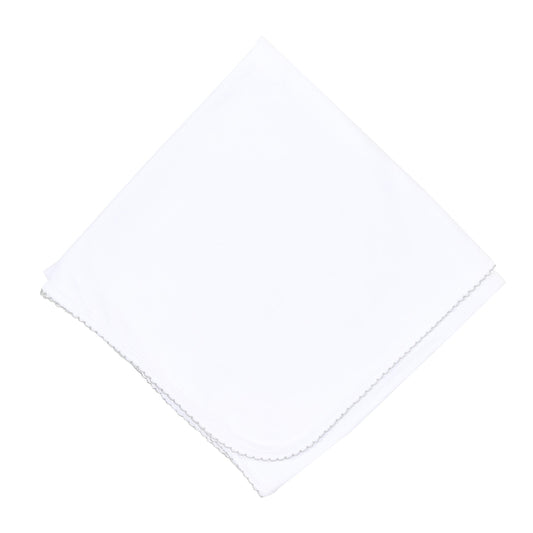 Magnolia Baby Essentials Blanket White with Silver Trim